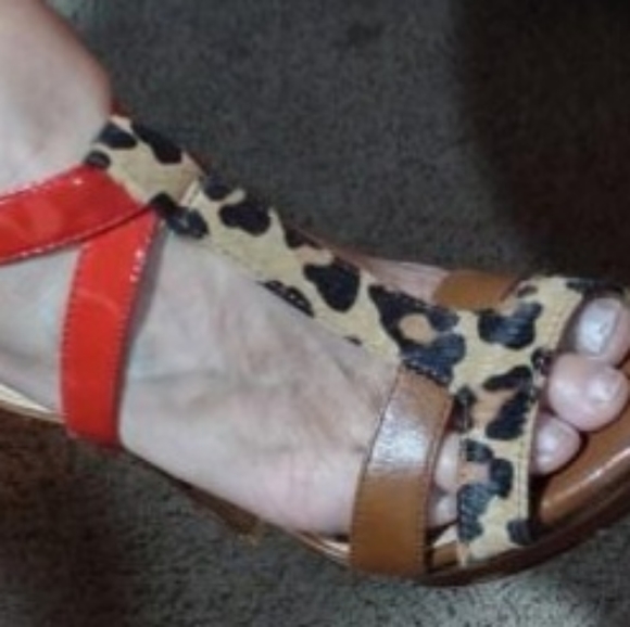 ANTONIO MELANI Shoes - Antonio Melani platform high heel leopard & orange straps Summer sandal Sz 7.5 M